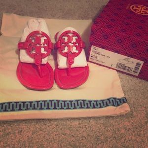 Hot pink Tory Burch Miller sandals